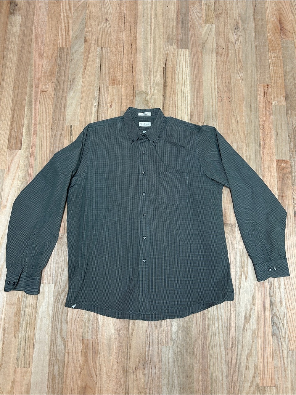 Van Heusen Men's Button-Down Dress Shirt in Dark Gray